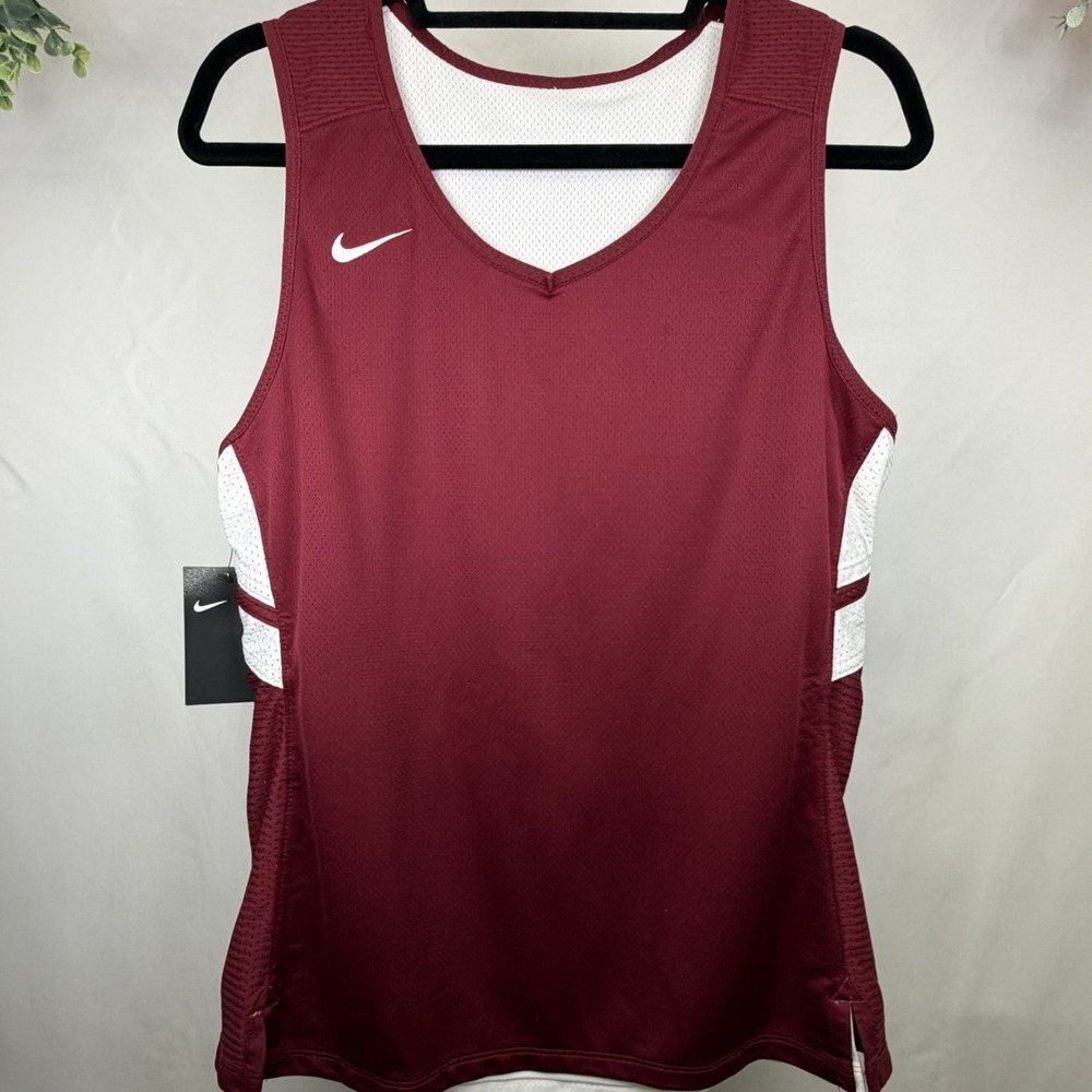 Nike Basketball Reversible Team Stock Jersey White/Burgandy AA0078-104 Size L